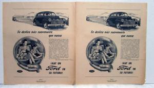 1946 Ford V8 Glides Smoother Than Ever Ad Proofs Spanish Text Orignal