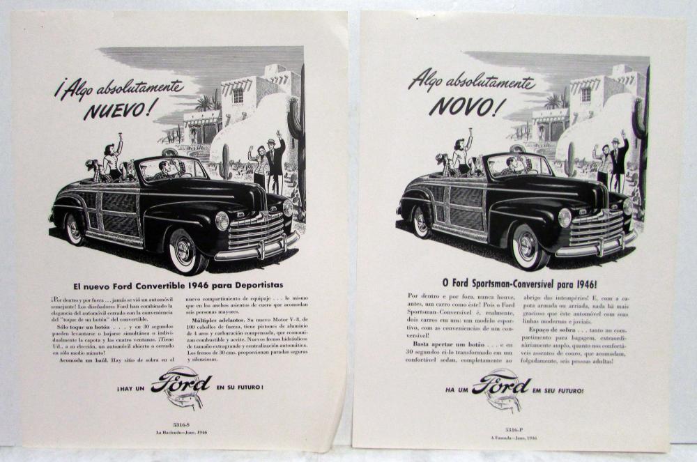 1946 Ford V8 Something Absolutely New Ad Proofs Original Spanish Text