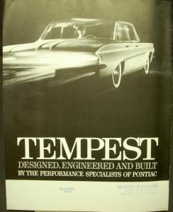 1961 Pontiac Tempest Front Engine Rear Transmission Sales Brochure Oversized