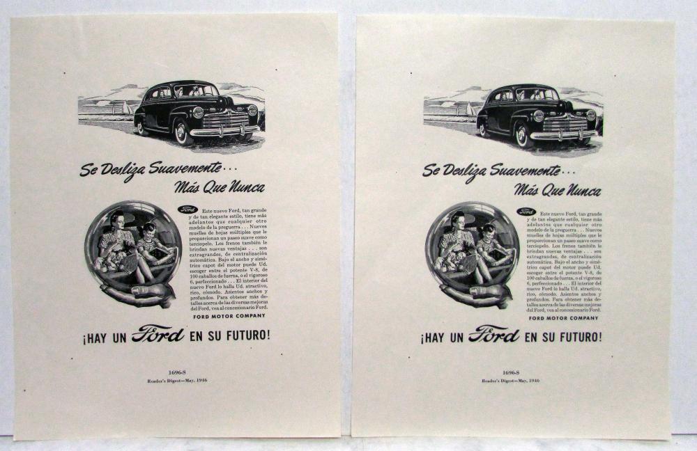 1946 Ford V8 Glides More Smoothly Than Ever Ad Proofs Original Spanish Text