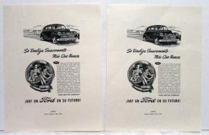 1946 Ford V8 Glides More Smoothly Than Ever Ad Proofs Original Spanish Text