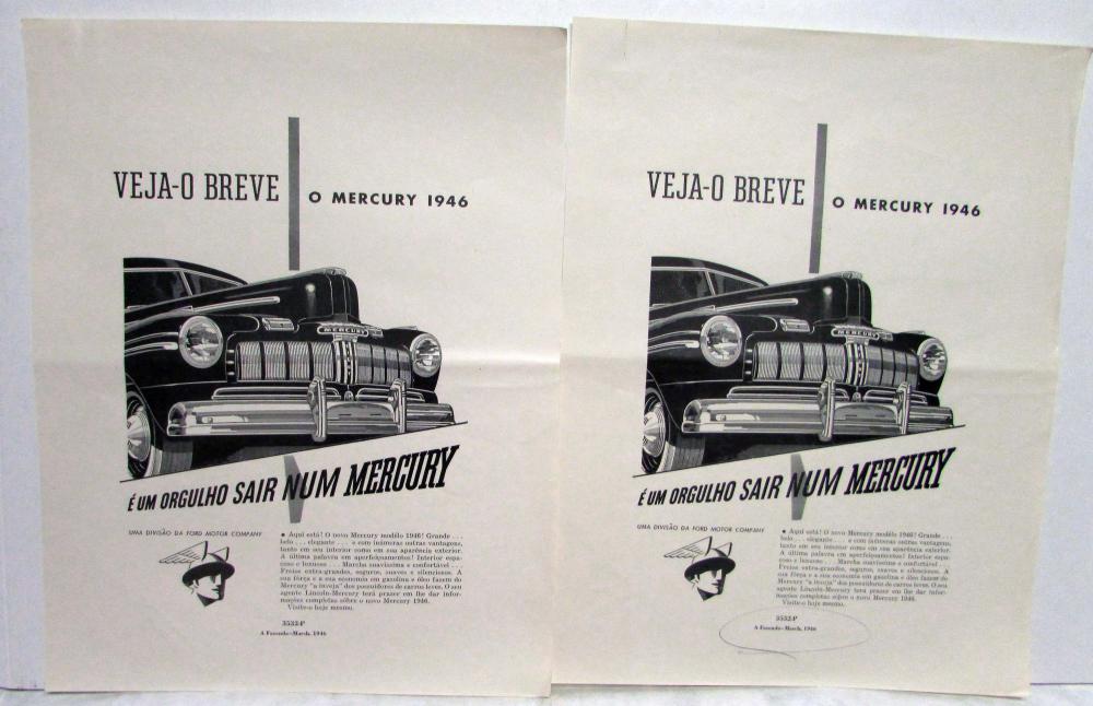 1946 Mercury Its A Pride To Go Out On A Mercury Ad Proof Orig Portuguese Text