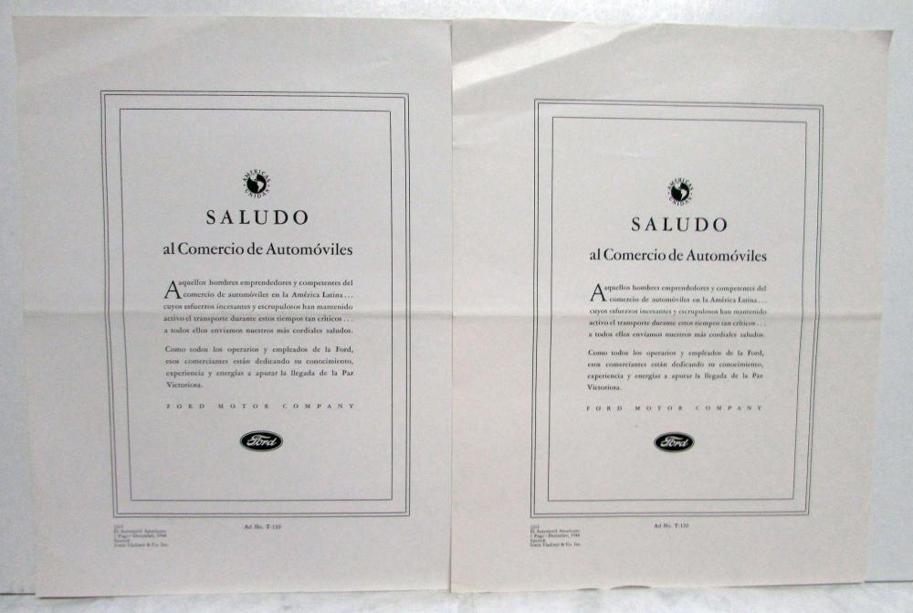 1945 Ford To The Automobile Trade Ad Proofs Original Spanish