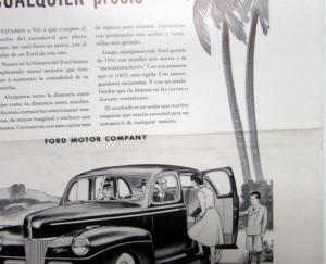 1941 Ford Smooth & Quiet Ride Is Hard To Beat Ad Proofs Original Spanish Text