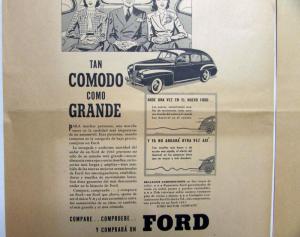 1941 Ford V8 As Comfortable As It Is Big Ad Proofs Original Spanish Text