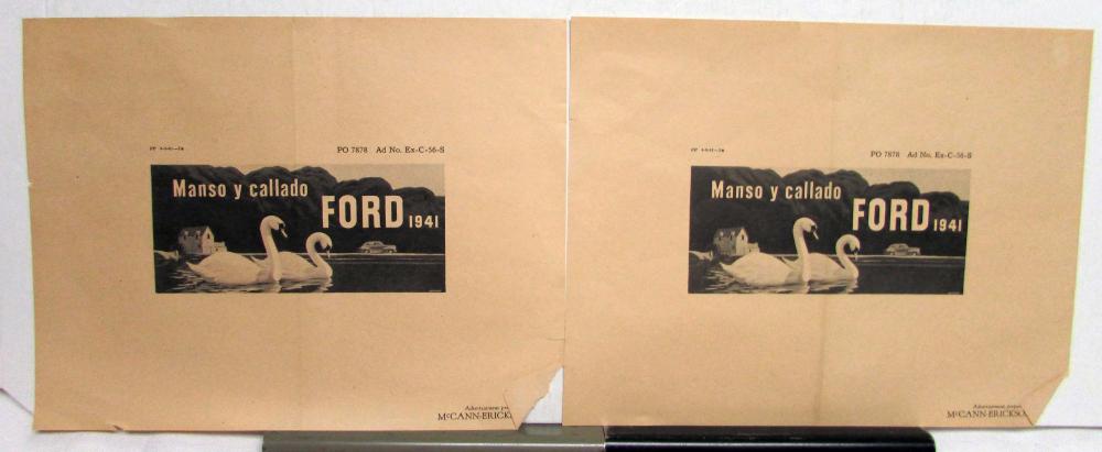 1941 Ford Truck Meek And Quiet Ad Proofs Original Spanish Text
