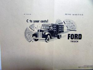 1941 Ford Truck Cuts Your Costs Ad Proofs Original