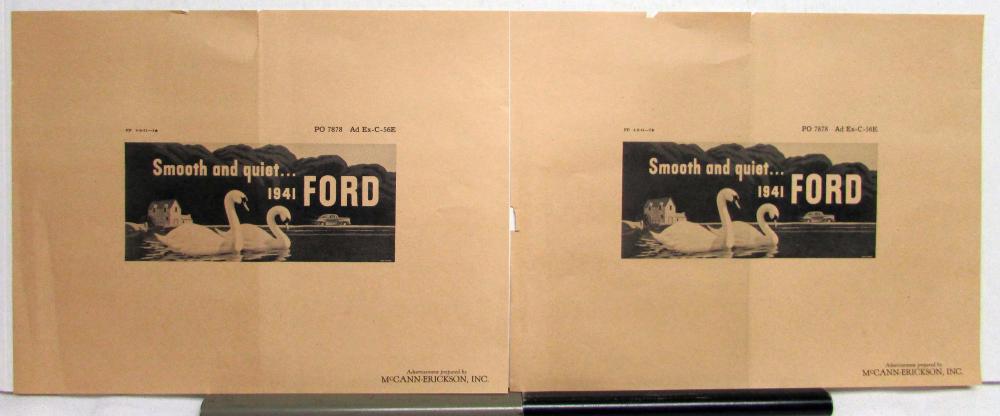 1941 Ford Smooth And Quiet Ad Proofs Original