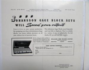 1941 Ford Johansson Gage Block Sets Ad Proofs Original