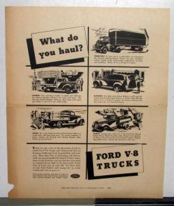 1940 Ford V8 Trucks What Do You Haul Ad Proof Original