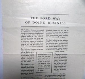 1940 Ford The Ford Way Of Doing Business Ad Proof Original