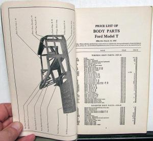 1915-1927 Ford Model T & TT Body Parts Book & Price List Original Car Truck