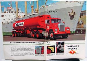 1964 Diamond T Trucks 990 Series Dealer Sales Sheet Socony Mobil Oil Large Orig