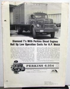 1965 Diamond T Truck Models Dealer Sales Sheet Perkins 6.354 Diesel Engine