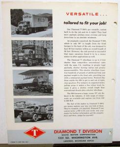 1966 Diamond T Trucks 990 Series Dealer Sales Sheet Socony Mobil Oil Tractor