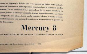 1940 Mercury 8 Fast And Comfortable Ad Proof Spanish Text Original