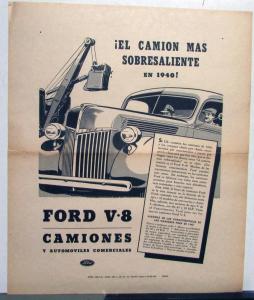 1940 Ford V8 Truck The Most Outstanding Truck Ad Proof Spanish Text Original