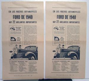 1940 Ford Car 22 Major Advances Ad Proofs Spanish Text Original