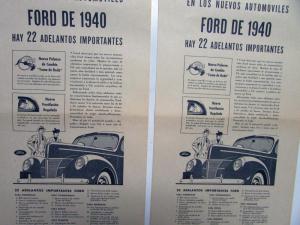 1940 Ford Car 22 Major Advances Ad Proofs Spanish Text Original