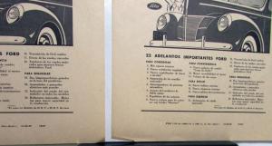 1940 Ford Car 22 Major Advances Ad Proofs Spanish Text Original