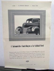 1940 Ford Lincoln Mercury 4 Autos That Contribute To Quality SPANISH Ad Proof