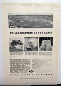 1940 Ford A 425 Acre Laboratory Ad Proof Spanish Text Original