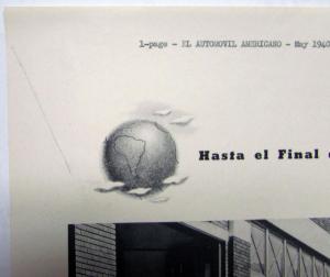 1940 Ford Sedan Until The End of The World Ad Proof Spanish Text Original