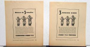 1940 Ford Trucks V8 3 Engine Sizes Ad Proof English & Spanish