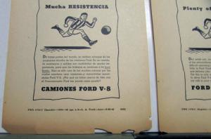 1940 Ford Trucks V8 Cars Plenty Of Stamina  Ad Proof English & Spanish Orig