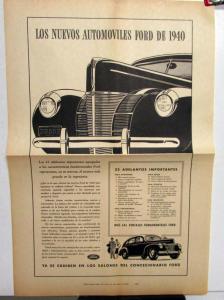 1940 Ford V8 Sedan The New Ford Automobiles Ad Proof Spanish Text Original