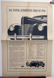 1940 Ford V8 Sedan The New Ford Automobiles Ad Proof Spanish Text Original