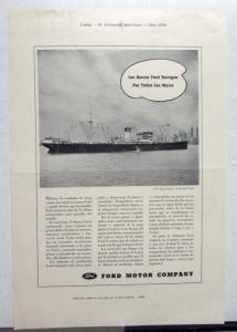 1939 Ford Ships Sail All The Seas Ad Proof Spanish Text Original
