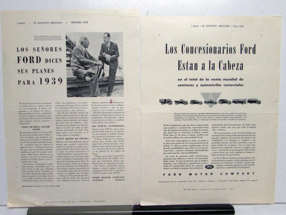 1939 Ford Truck Stake Delivery Dealers Are In The Lead Ad Proofs Spanish Text