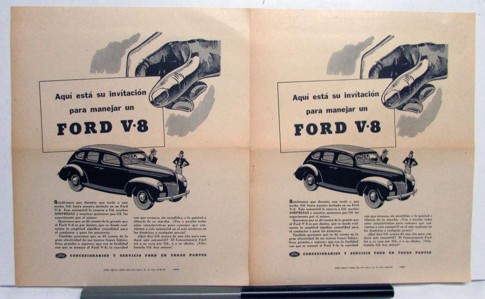 1939 Ford V8 Sedan Your Invitation To Drive A Ford Ad Proofs Spanish Text