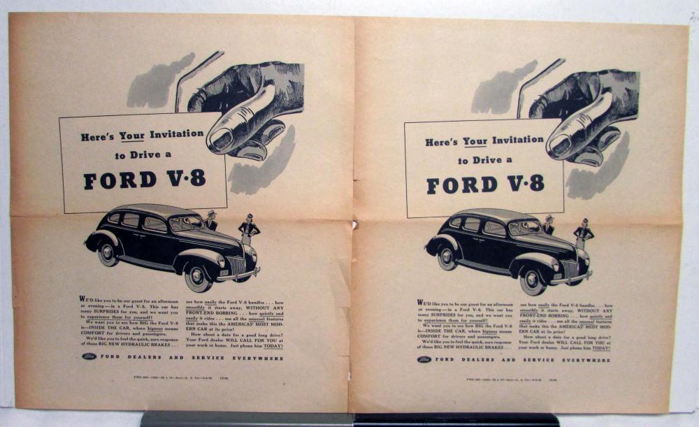 1939 Ford V8 Sedan Your Invitation To Drive A Ford Ad Proofs Original