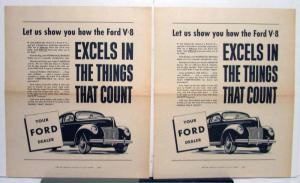 1939 Ford V8 Coupe Excels In The Things That Count Ad Proofs Original