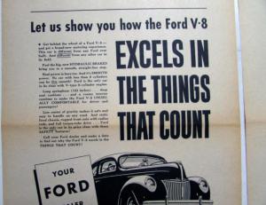 1939 Ford V8 Coupe Excels In The Things That Count Ad Proofs Original