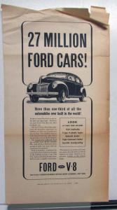 1939 Ford V8 Sedan 27 Million Ford Cars! Ad Proof Original