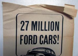 1939 Ford V8 Sedan 27 Million Ford Cars! Ad Proof Original