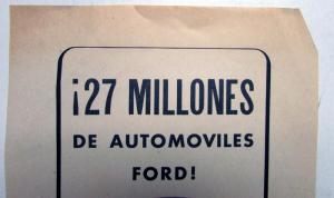 1939 Ford V8 Sedan 27 Million Ford Cars! Ad Proof Spanish Text Original