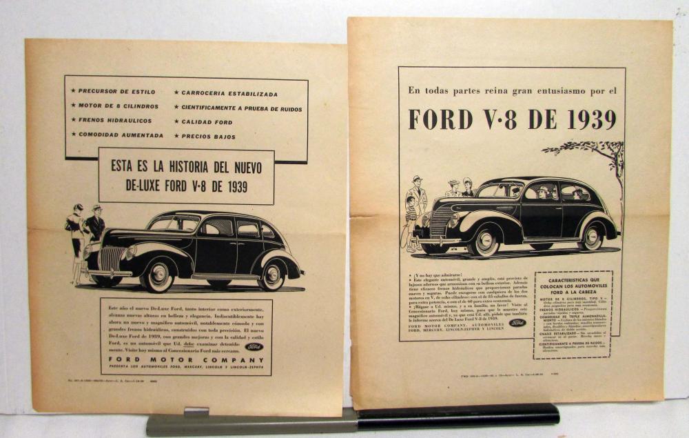 1939 Ford V8 Coupe DeLuxe Great Enthusiasm Ad Proof Spanish Text Original