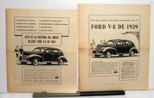 1939 Ford V8 Coupe DeLuxe Great Enthusiasm Ad Proof Spanish Text Original