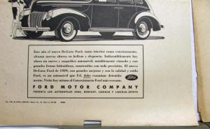 1939 Ford V8 Coupe DeLuxe Great Enthusiasm Ad Proof Spanish Text Original