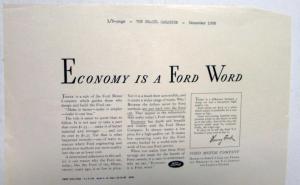 1939 Ford Economy Is A Ford Word Ad Proofs Original