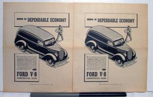 1939 Ford Trucks V8 Delivery Commercial Cars Dependable Economy Ad Proof Orig