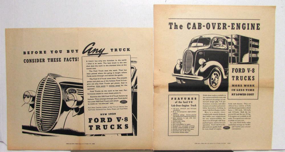 1939 Ford Trucks V8 Before You Buy Any Truck Ad Proofs Original