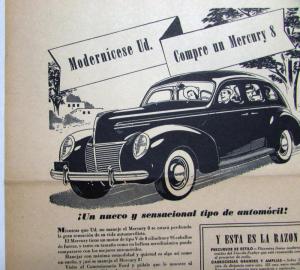 1939 Mercury 8 Sedan Modernize Yourself Ad Proofs Spanish Text Original