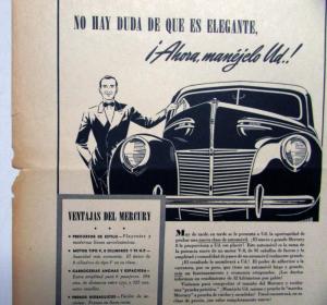 1939 Mercury 8 No Doubt It Is Elegant Ad Proofs Spanish Text Original