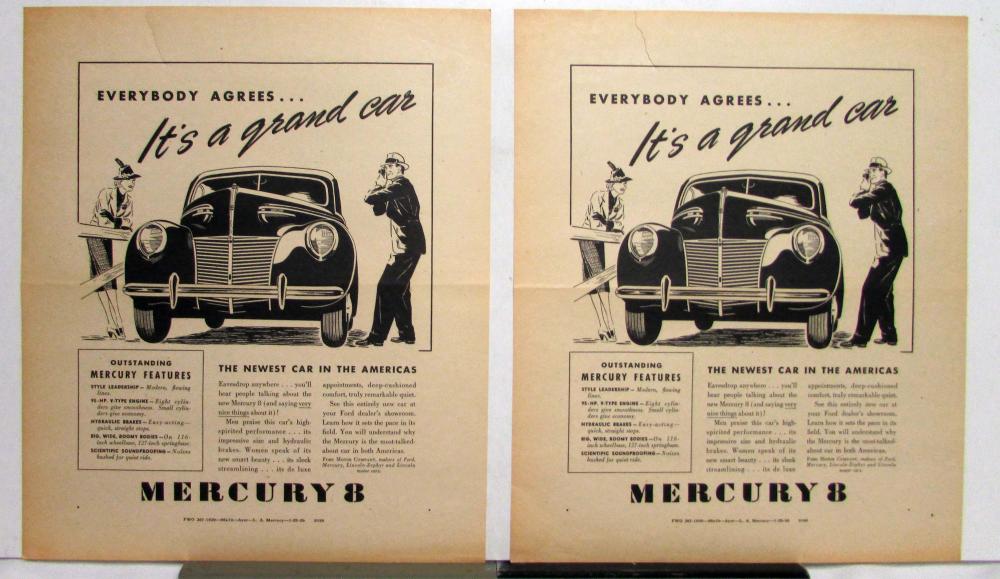 1939 Mercury 8 Passenger Car Features Its A Grand Car Ad Proof Original