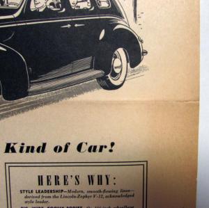 1939 Mercury 8 Sedan Features Go Modern Ad Proof Original